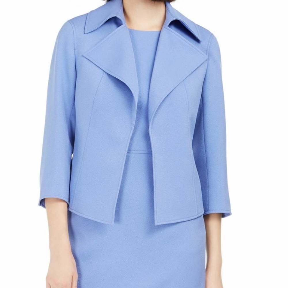 Anne Klein Ridge Creat Wide Collar Twill Jacket, Peacock Blue, size 16
